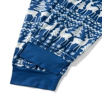 Семейство Peyakidsaa Съчетаване на коледни пижами Комплект Xmas Snowflake Tree Print O-Neck Tops Tops дълги панталони за родители деца