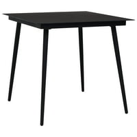 Amonsee Patio Dining Table Black 31.5 x31.5 x29.1 стомана и стъкло