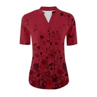 Блузи за жени облечени v вратни ръкави в ръкав летни върхове Небрежни течащи ризи, S-3XL