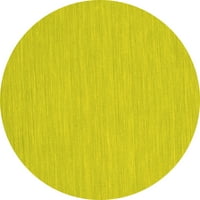Ahgly Company Indoor Round Abstract Yellow Contemporary Area Rugs, 5 'Round