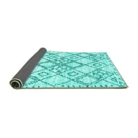 Ahgly Company Indoor Rectangle Abstract Turquoise Blue Contemporary Area Rugs, 5 '7'