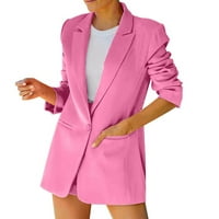 iopqo cardigan за жени дамски блейзър отворен фронт мода с дълъг ръкав бизнес работа ежедневни костюми якета леки нарязани якички жилетка женски блейзери розово m