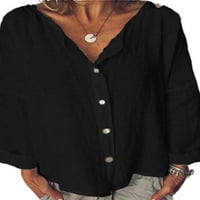 Uerlsty жени с дълъг ръкав v ризи за врата върши дамски торбички за ежедневни блузи тройници плюс размер