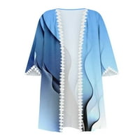 Женска риза Блуза Външно облекло отпечатък с половин ръкав Небрежен празник Основни дантелени върхове