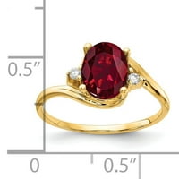 Primal Gold Karat Yellow Gold 8x Oval Lab създаде Ruby and Aa Diamond Ring