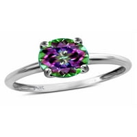 Star K Rainbow Mystic Topaz Round Classic Classic Politaire Angagement Promage Ring in KT бяло злато с размер женски възрастен