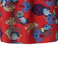 Sanviglor Жени туника блуза флорална тениска за тениска v Врат пуловер Разхлабени ризи ежедневни дрехи Red 4XL