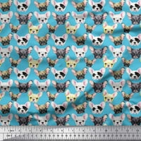 Soimoi Crepe копринена тъкан Puppy Face Dog Print Fabric от двор