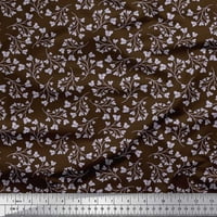 Soimoi Brown памучна патешка тъкан Артистичен флорален печат от широк двор