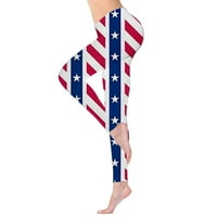 Теглени на 4 юли меки гамаши за жени Четвърти патриотични американски тренировки на американски флаг Флорални чорапогащи спортни високи талии бяло, s