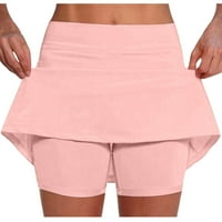 Женски атлетически къси панталони еластична пола къси панталони спортни солидни цветове тенис голф бельо шорти