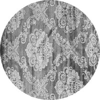 Ahgly Company Indoor Round Abstract Grey Contemporary Area Rugs, 4 'Round