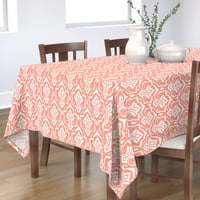 Памучна сатена покривка, 70 108 - Ikat Damask Peach Home Victorian Pink Vintage Print Table Landing By Spoonflower