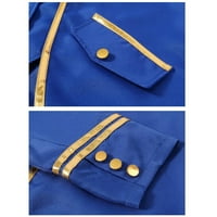 Смокинг винтидж костюм среден дълъг пънк мъжки златна гарнитура палто син xl