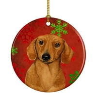 Carolines Treasures LH9312-CO Dachshund Red and Green Snowflakes Holiday Christmas Ceramic Ornament, In, Multicolor