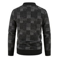 Verugu Men's Witted Fit Fit Full Zip Cardigan пуловери плетени с цип-фронт свободни годни якета за суичър за средно тегло есен и зимен стойка яка пуловер ежедневно яке от руно тъмно сив