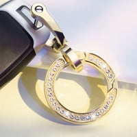 Rygai Key Ring двустранна кристава сгъваем пружина Изящна преносима многофункционална украса на цинкова сплав пружинна клавиатура Ключов автомобил Подарък за кола, златист