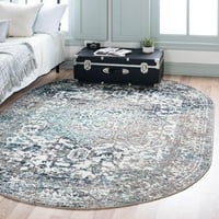 Rugs.com Arlington Collection Rug-3 '5' Овално сиво килим със среден пили, идеален за дневни, големи трапезарии, отворени плоски на пода