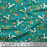 Soimoi Modal Satin Table Leaves & Emery Decor Decor Fabric Printed Yard Wide