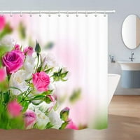 Цветя душ завеса бяло розово розово цвете пролет пейзаж флорална баня полиестер тъкан за баня завеси с куки