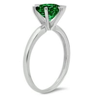 1ct кръгло рязане зелено симулиран изумруден 18k бяло злато годишнина годежен пръстен размер 6.25