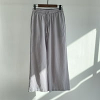 памучни панталони с широк крак на оийуз за жени ежедневни разхлабени палацо класически еластични панталони с теглене