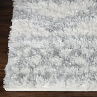 Геометричен бохемски плюшен килим за закрит район, сив крем, 8 '10'