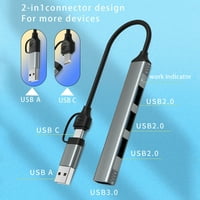 LOMUBUE USB HUB 4-In-многофункционален шофьор без висока скорост 5Gbps USB 3. 2. Мултиоркираща станция за докинг на сплитер за лаптоп за лаптоп