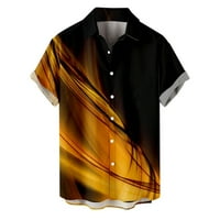Мъжки Ризи, Мъжка Мода Ежедневни Копчета Печат Изненадващ Риза С Къс Ръкав Блуза Жълто