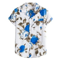 Буигтклоп Без Граници Мъжки Ризи Клирънс Плюс Размер Етнически Къс Ръкав Случайни Печат Хавайска Риза Блуза Тениска