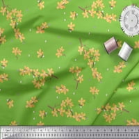 Soimoi Зелена памучна патица тъканна топка Dahliya & Rose Floral Print Fabric край двора