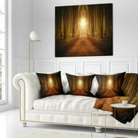 Дизайнарт Роуд в симетрична Гора - пейзажна фотография възглавница за хвърляне-16х16