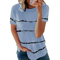 Ризи за жени модни жени печат с къс ръкав будоар тениска кръгла врата Новост графичен горен сив xxl