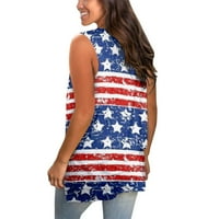 4-ти юли Дамски потници Америка флаг печатни Жените мода в-врата жилетка постепенно отпечатани хлабав случайни отгоре