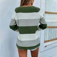 Odeerbi жени пуловер небрежен модерен цветен пуловер съвпадат пуловер с дълъг ръкав кръгла врата пуловер зелено