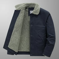 Мъжки небрежен плътно цветен копче за ревера надолу шерпа облицована подплатена термична зимна палта Corduroy Plush Liner Button Winter Dest Togh Jacket Vintag