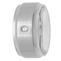 Мъжки титанов диамант акцент сватбена лента - Мъжки пръстен
