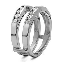 Бял сапфир в стерлинги Сребърен дизайн кръг нарязани класически пръстен Охрана