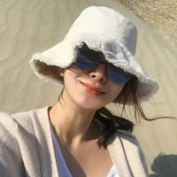 Слънчеви шапки за жени Лятна ежедневна широка кратна памучна плажна ваканционна ваканция Аксесоари за слънчеви шапки, бяло