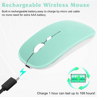 Акумулаторна Bluetooth клавиатура и мишка комбо Ultra Slim в пълен размер клавиатура и ергономична мишка за ZTE Axon Pro и всички Bluetooth Mac таблет IPad PC лаптоп - Teal