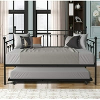 Churanty Daybed с Trundle Twin Size Metal Frame Daybed and Roll Out Trundle, черно