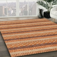 Ahgly Company Machine Pashable Indoor Round Abstract Brown Brown Brown Reage Rugs, 7 'Round