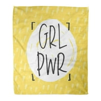 Хвърлете одеяло топло уютно печат фланела Doodle Grl PWR Момиче мощност Ръчно букви Артистична четка удобна мека за диван и диван