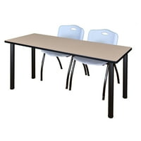 Риджънси Кий бежова тренировъчна маса със Стифиращи се столове