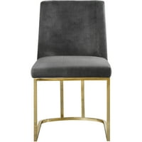 Хайди сиво кадифе стол за хранене, Комплект от 2-цвят: Сиво кадифе, покритие: злато, стил: съвременен