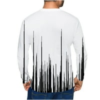 Ризи за мъже извънгабаритни прилепнали кръгла шия електрическа вълна 3D цифров печат риза с дълъг ръкав блуза ежедневна дишаща пуловер тениска бяла xxl