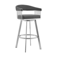 Armen Living Bronson Bar Stool с 360-градусов въртящ се, сив