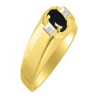 *Rylos Mens Classic Ony & Diamond Ring - Октомврийската раждания*; 14K жълто злато-слов