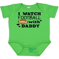 Inktastic гледам футбол с татко си подарък бебе момче или бебе момиче боди