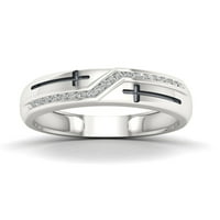 1 8К ТДВ диамантен с стерлинги Сребърен мъжки моден пръстен